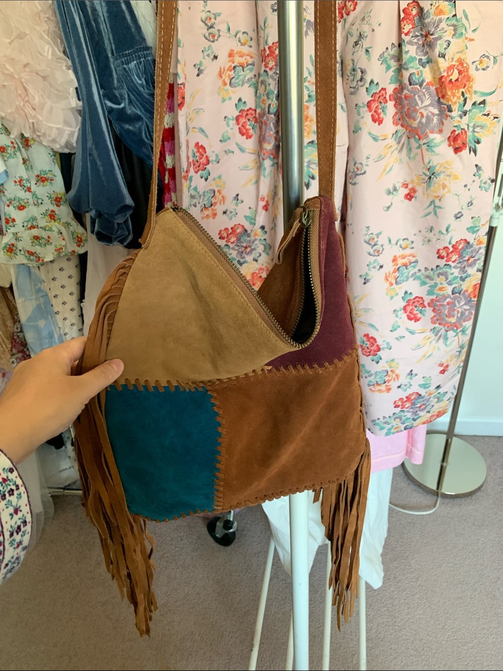 Real leather tassel bag